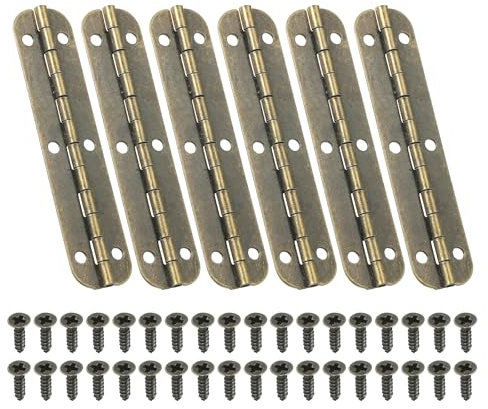 PATIKIL Mini Charnière de Piano 65 x 15mm, 6 Pcs Mini Charnières de Boîte à Bijoux à 180 Degrés avec Vis pour Boîtes à Bijoux en Bois, Brun