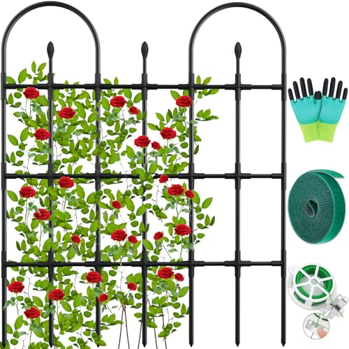 Garden Trellis for Climbing Plants, Rustproof Sturdy Garden Arch Trellis Thickened Metal Trellis for Raised Garden Bed Roses Cherry Tomato Pea Potted Plants Outdoor Climbing(121CM)