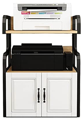 Druckertisch Multi-Layer-Drucker-Regal-Büro-Druckerregal Regal Tisch Seitungsspeicher European Style Cabinet mit Türbodenlagerständer Druckerständer(B)