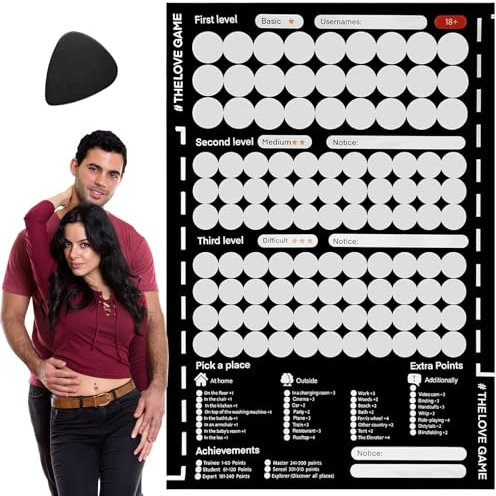 Lithyc The Love Game - Love Game Poster - 100 Dates Scratch Off Poster - Anwendbar Auf Perfekte Geschenke FüR Paare, 100 Date-Ideen, Hochzeitsgeschenke, Date-Nacht