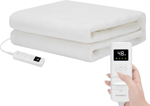 Mayoyosee Electric Blanket, Heated Electric Underblanket King Size with 18-48°C Temperature Range, 3 Auto-Off Levels, LED Display, Fast Heating, Machine Washable & Detachable Connector, 160x140cm