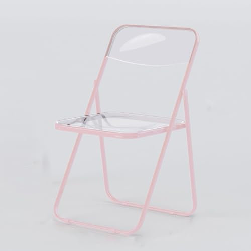 WEIDPHL Moderner Klappstuhl Aus Acryl, Transparente Stapelbare Esszimmerstühle, Balkonstuhl Mit Rückenlehne Für Die Freizeit Zu Hause, Hochzeitsfeier Im Innenbereich,Rosa