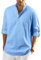 Enlision Mens Cobalt Blue Cotton Linen Shirts Long Sleeve Shirt Button Down Henley Shirts Lightweight Casual Plain Tops for Men XL