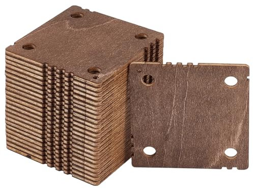 BENECREAT 24 Stück quadratische Webkarten, 46x46mm 4 Löcher Webkarten handgefertigte Webwerkzeuge für Webstuhl, Webbedarf, Brettchenweberei, Webstuhl, Webbedarf, Kokosnussbraun