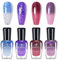 Temperature Colour Changing Nail Polish Set - Quick Drying Long-Lasting Glitter Nail Varnish Sets - 4 Colors Rainbow Chameleon Colour Mood Chameleon Glossy Nail Polish Set - No Need Cured