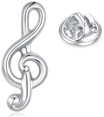 HONEY BEAR 1 Stück Broschen Pins Musical Musik Anmerkung Höhen Schlüssel für Herren/Damen Anzug Hemd, Geschäft Hochzeit Geschenk,Silber