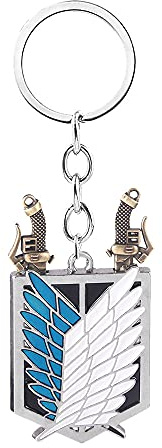 AOT Wings of Freedom Charm Keychain - Shingeki No Kyojin Chain - Anime Gifts for Men Women and Fans, Schlüsselanhänger mit Flügeln der Freiheit, Einheitsgröße