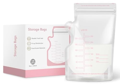 ORAGKE 120 Stück Muttermilchbeutel BPA-frei | 250ml Milchbeutel für Muttermilch Vorsterilisierte | Muttermilch Aufbewahrung Bag mit Ausgießer & Doppelverschluss | Selbststehender, Einfrierbar