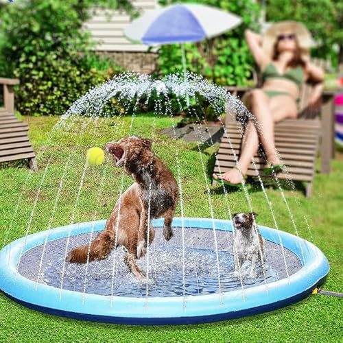 Wasserspielmatte Kinder Outdoor, Wassersprinkler Matte Garten, Rutschfestes Sprinkler Matte Aus PVC, Sprinkler Wasser Spielmatte Hunde, Sprinklerpool Für Kinder, Rutschfestes Wasserspielzeug