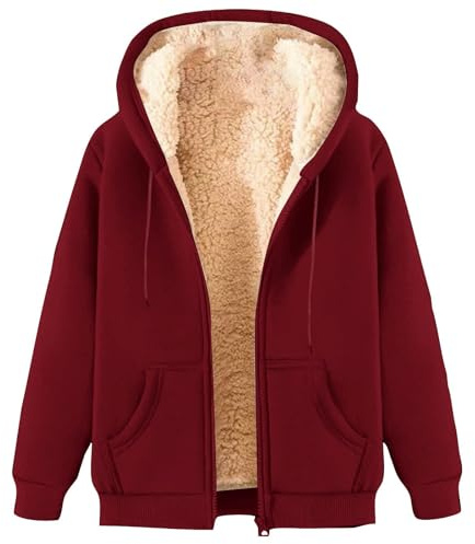 ZWDC Damen Sweatjacke Kapuzenjacke Reißverschluss Übergangsjacke | Wärmendes Fleece Futter, Praktische Taschen mit Kapuze, Geeignet für Alltag, Freizeit, Übergang und Kühle Tage
