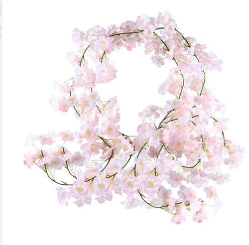 2PCS Blumengirlande Deko Blumenranken Künstlich Kirschblüten Girlande 1,8m | Kunstblumen Girlande Blumenranken Künstliche Blumen Hängend Blumen für Hochzeit Fahrrad Balkon Garten Frühlingsdeko