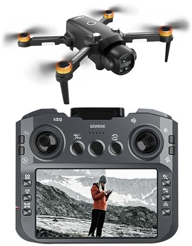 Taslo Drone with Camera 4K Professional- 4.5 LCD Screen- Brushless Motor- 2 Batteries- Follow me- Orbit Flying- Brushless Motor- Obstacle Avoidance- with SD card- under 249g (Without GPS)