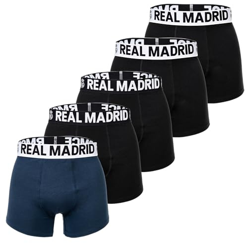 Real Madrid Herren Boxershorts, 5er-Pack | Offizielles Lizenzprodukt, Unterhosen Set, Fangeschenk Männer, Baumwollmischung