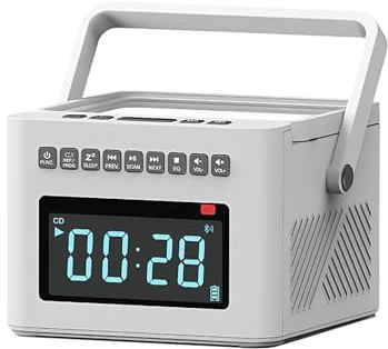 mophrati Bidirektionale Bluetooth Technologie Radio CD Player Dual Lautsprecher HiFi Sound TF Karten USB Laufwerk Fernbedienung ABS, Weiß, Keine Bandfunktion