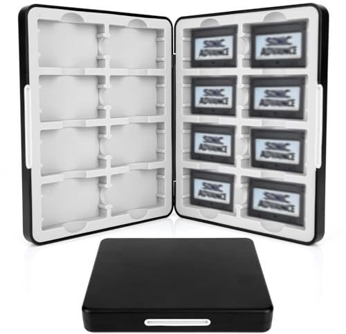 Game Card Case for GBA, Holds 16 Cartridges with Silicone Slots & Magnetic Closure Portable Travel Organizer Storage Box for GBA Games & Collectors