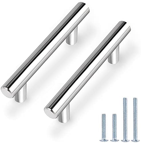 Probrico 5 Pack Polished Chrome Cabinet Door Handles Stainless Steel Furniture Knob Kitchen Cupboard Drawer Pull Hole Spacing 76mm