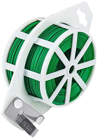 Shintop Bindedraht Grün,100m Pflanzenbinder Blumendraht,2mm Gartendraht Pflanzendraht mit Eingebautem Cutter für Gartenarbeit, Haus, Büro Pflanzenunterstützung