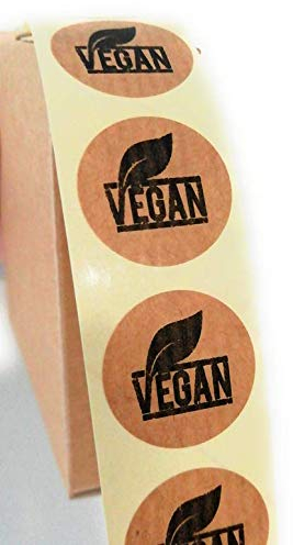 Vegan Etiketten aus Kraftpapier, selbstklebend, 500 Stück