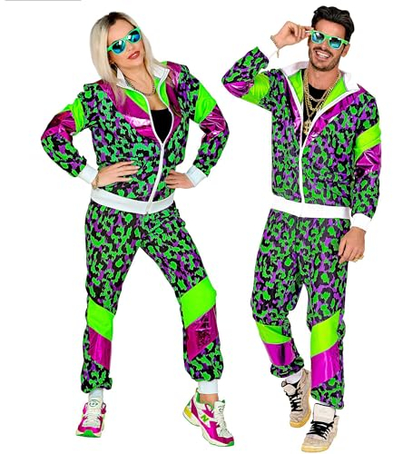 W WIDMANN MILANO Party Fashion - Kostüm Trainingsanzug Party Animal, 80er Jahre Outfit, Jogginganzug, Retro Style