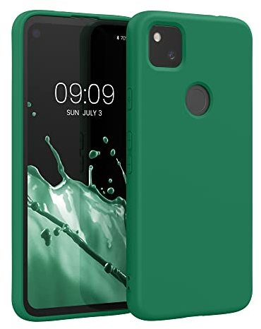 kwmobile Hülle kompatibel mit Google Pixel 4a Hülle - gummierte TPU Silikon Handyhülle - Schutzhülle für kabelloses Laden - Case in Pixie Green