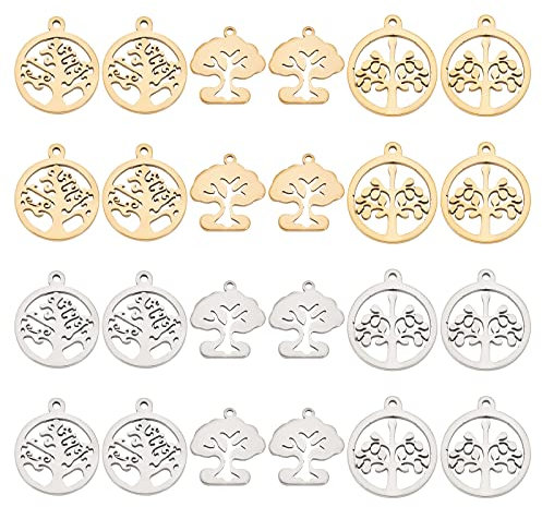 UNICRAFTALE 24pcs Ciondoli Albero Della Vita Ciondoli in Acciaio Inossidabile Charm in Metallo Ipoallergenico per Collana Braccialetto Fai Da Te Creazione di Gioielli