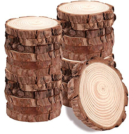 JOIKIT 50 fette di legno naturale, 9-10 cm, sottobicchieri in legno non finiti, fette di tronchi di legno, cerchi in legno, dischi in legno per artigianato fai da te