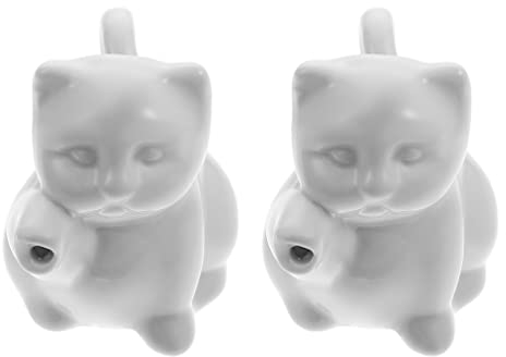 Cabilock Keramik Kanne Porzellan Milchkännchen: 2 Stücke 40ML Kaffeetasse Katze Figur Soßenkanne Milchkanne Sahnekännchen Dip Saucen Schalen Schüssel für Milch Espresso Kaffee Essig Öl Spender