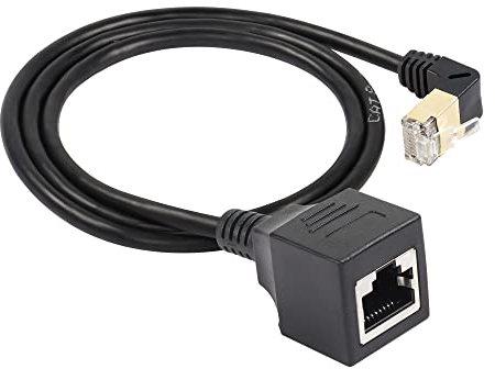SinLoon Cable Ethernet RJ45 Cat8, cable de red Cat8 de alta velocidad macho a hembra de 90 grados, cable de conexión SFTP de 40 Gbps 2000 Mhz para servidor de módem de enrutador (down)