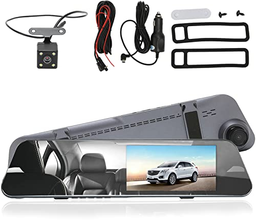 ciciglow 1080P FHD Spiegel-Dashcam, 4,3-Zoll-Rückspiegelkamera 12MP Video-Spiegel-Dashcam-Rückfahrkamera für Autos, Parküberwachung, Loop-, Eingebauter G-Sensor