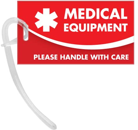 Medical Equipment ID Identification Luggage Tags | Red and White | Medical Alert | Carry-On Respiratory Devices | Travel Supplies | Bag Tag | Luggage Gift