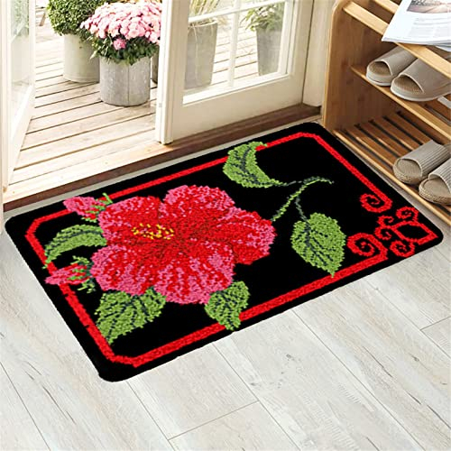 VIONNPPT 3D Blumen-Serie Knüpfteppich Zum Selber knüpfen, Knüpfset Latch Hook Kit Selbst Teppich für Kinder und Erwachsene, Knüpfhaken Set mit Vordruck (B,50cmx38cm)