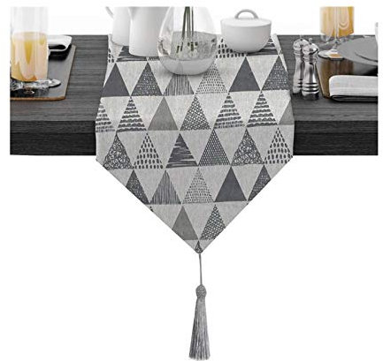 EHOMERY Fee Tischdeko, Tischband Crash Grau Dreieck Tischläufer Cotton 30x220CM