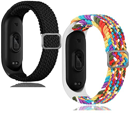 JMDZDL Geflochtenes Armband Kompatibel mit Xiaomi Mi Band 7/ Mi Band 6/ Mi Band 5/ Mi Band 4/ Mi Band 3, Elastisch Uhrenarmband Sport Nylon Solo Loop Ersatzarmband für Xiaomi Mi Band 7/6/ 5/4/ 3