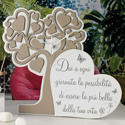 Regalami.shop Orologio con Albero della Vita e Cuori con Frase Artigianato Made in Italy con Elegante Scatola da Regalo (cm 27x22)