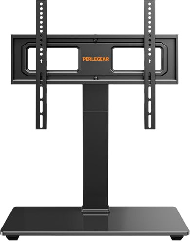 Perlegear Soporte universal para TV, base giratoria para televisores de 32 a 70 pulgadas, soporte de mesa ajustable en altura con inclinación, base de vidrio templado, soporta hasta 88 libras, VESA
