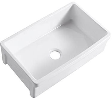 Fregaderos fregadero de cocina fregaderos de cerámica Fregadero de cerámica blanca fregadero de cocina empotrable de un seno Aplicación multiescenario interior y exterior (Color : White, Size : 915*