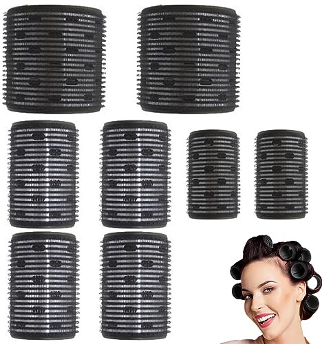 8 Pièces Bigoudis Thermiques Bigoudi Réutilisables Pour Cheveux Courts Cheveux Moyens Cheveux Longs Différentes Tailles (Noir)