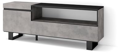 Skraut Home | TV-Schrank, Lowboard | für Wohnzimmer und Esszimmer | 150x57x35cm | Für TV-Geräte bis zu 65 | Industriedesign | Moderner Stil | Zement