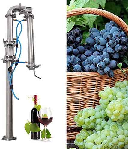 KONKENIE 2 Stainless Still Moonshine Reflux Distilling Column Tubular Distillation Tower with Sight Glass&Copper Mesh Brew Wine Making Tool Home Brewing Equipment for Whiskey Fruit Wine Pure Silver