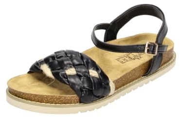 Sandale Jeanne in Farbe Schwarz, modische Schuhe in Übergröße, große Damenschuhe, Jeanne 45 EU Black