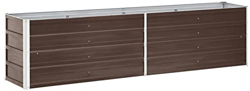 NITCA Letto di Coltura Rialzato in Acciaio Zincato, Fioriera Rialzata da Esterno per Giardino, Balcone e Terrazzo, Marrone 240x40x45 cm