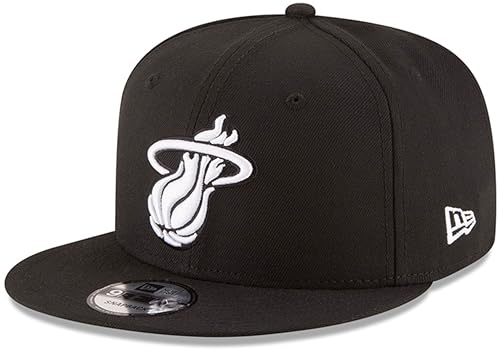 New Era NBA 9FIFTY Schwarz Weiß Verstellbare Snapback Hat Cap Einheitsgröße, Miami Heat - Schwarz, Einheitsgröße