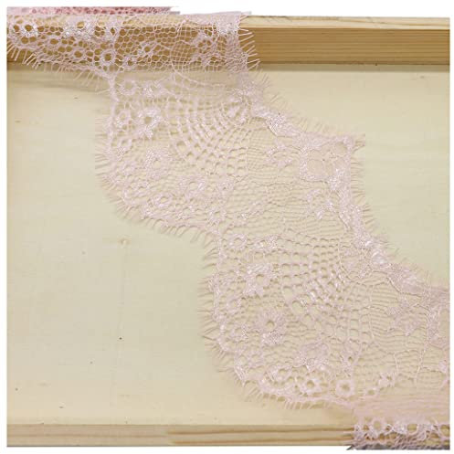 Wisafory 3 Yards Spitzenband Spitzenbordüre Spitzenborte Spitzenstoff Spitzenbesatz Elastizität Spitze Bordüre zum Basteln Breiter Dekorativ Spitzenband für Nähen Handwerk Rosa