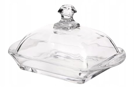 Mantequera de cristal con tapa, 17 x 10 cm, transparente