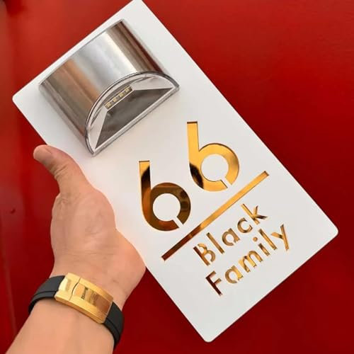 Numéros de porte 1 à 9999 Rue - Panneau d'adresse lumineux à LED à énergie solaire for mur extérieur, personnalisable et étanche(B,15 * 29cm)