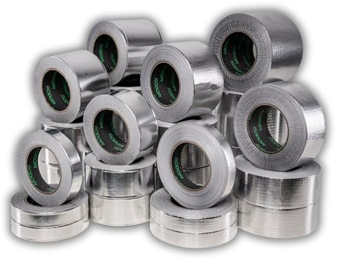 RODOPI Alu Klebeband 25mm 50mm 75mm 100mm Hitzebeständiges Klebeband 50m Aluminium Klebeband Gewebe verstärkt Aluband wasserfest Alu Dichtband extra stark
