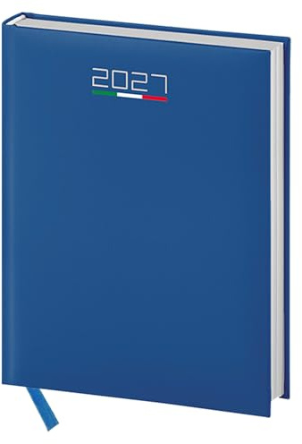 Pubblimania Tageskalender 2027 Terminplaner 15x21 cm – Tagebuch 2027 Azzurro Italia mit Flaggen-Detail (Hellblau Italien)