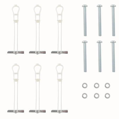 Pro Bamboo Kitchen 6PCS Plasterboard Anchors with Bolts Screws and Spacers Six Each Tie Rods Adjustable Hollow Wall Anchors for TV Mounting Kit Hanging Curtain Rods