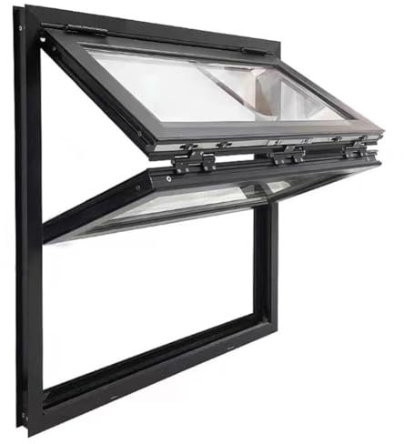 YJEUZCD Schieben Glas Fenster für Konzession, Schuppen Food Truck Falten Fenster, Haushalt Vertikal Spielhaus Fenster, Kuchen Servieren Fenster(43.2x27.5 in)
