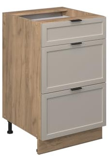 Vicco Küchenunterschrank Fame-Line, GrauBeige, 50 cm ohne Arbeitsplatte